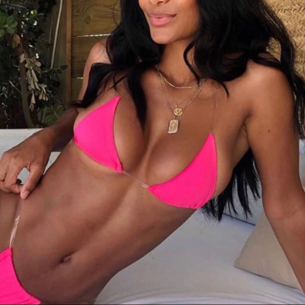 Oh Polly skinny dipping bikini top neon pink